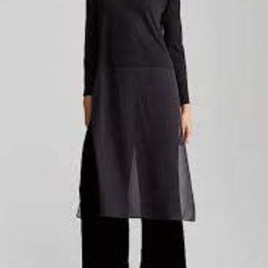 L/S Silk Side Split Tunic Dress w Slip Lining